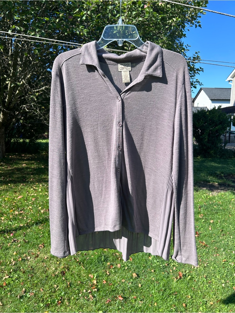 Grey long sleeve button blouse